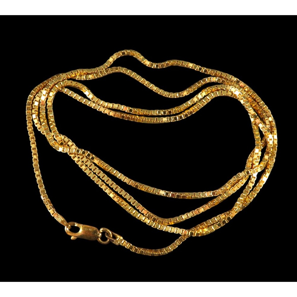 14K GOLD PLATE Over Sterling Silver BOX CHAIN NECKLACE 34" x 1.7mm MILOR ITALY